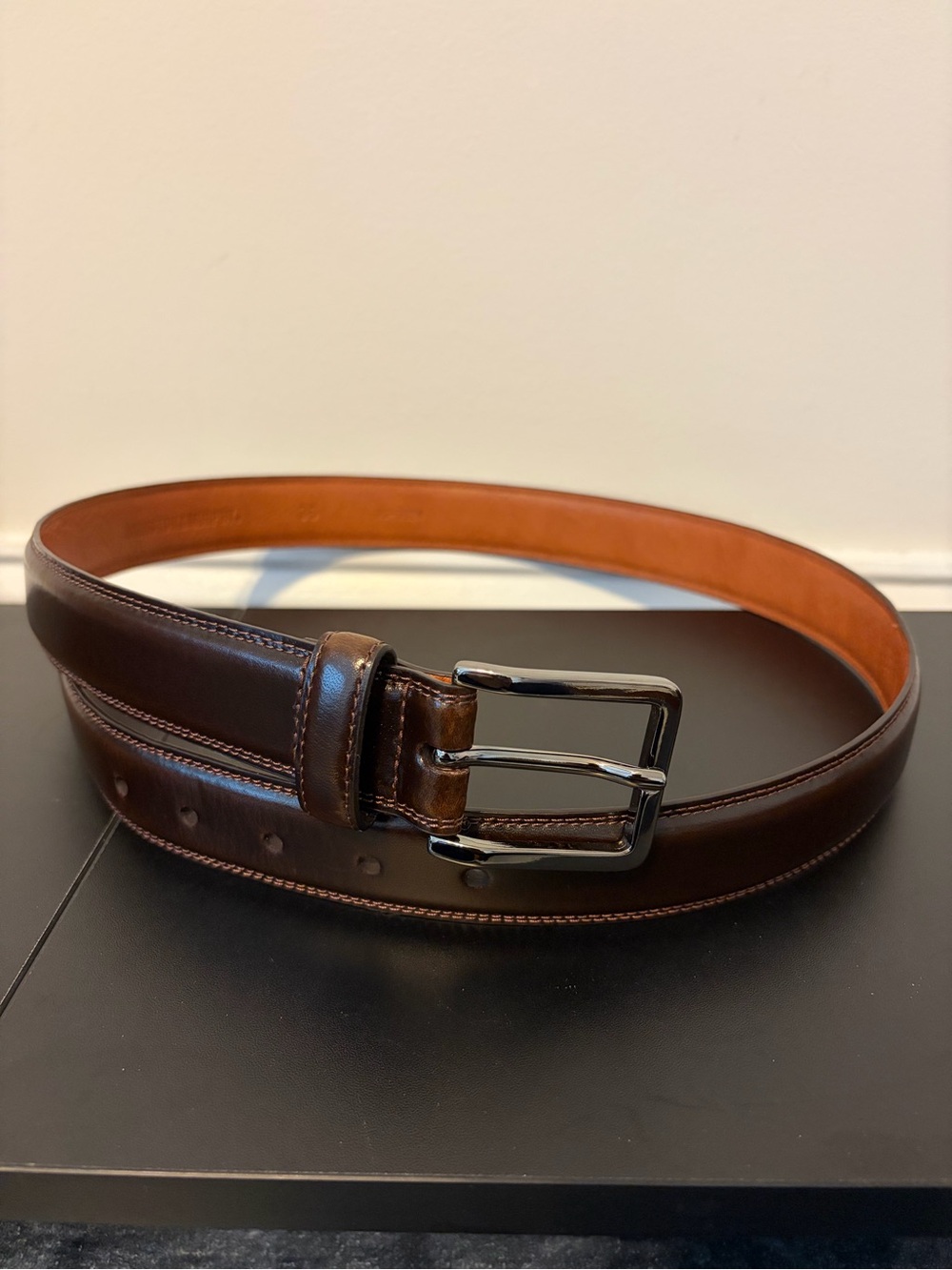 Johnston and Murphy Classic Brown Leather Men’s Belt